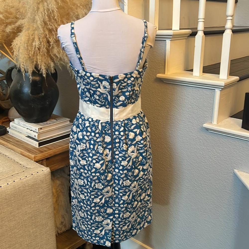 Darling Betsey Johnson Embroidered Blue White Dove Dress Size 8 - Picture 6 of 9
